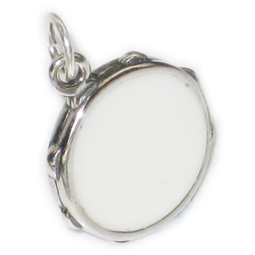 Tambourine sterling silver charm .925 x 1 Tambourines music charms
