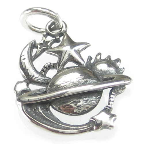 Universe sterling silver charm .925 x 1 Space Planets Stars charms