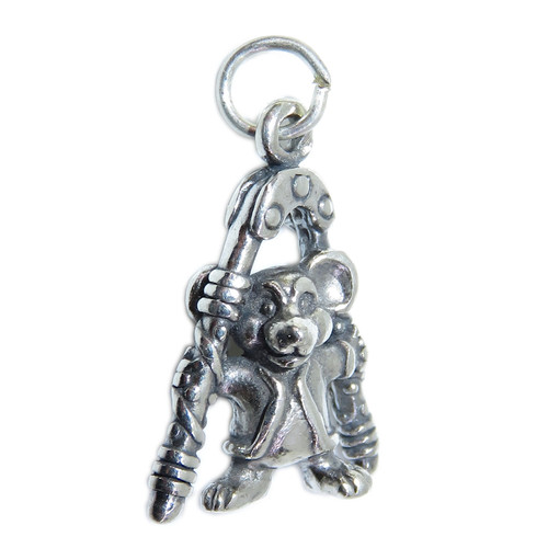 Mouse with Nutcracker sterling silver charm .925 x 1 Mice Christmas charms