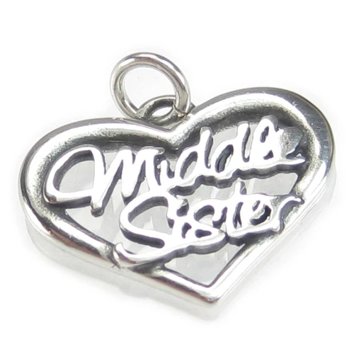 Middle Sister sterling silver heart charm .925 Family charms