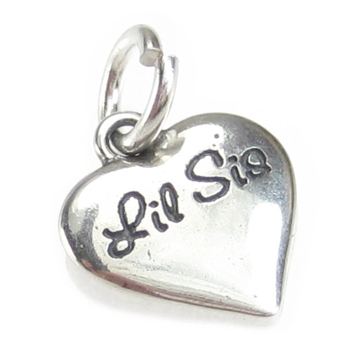 Lil Sis tiny heart sterling silver charm .925 Love Sisters charms