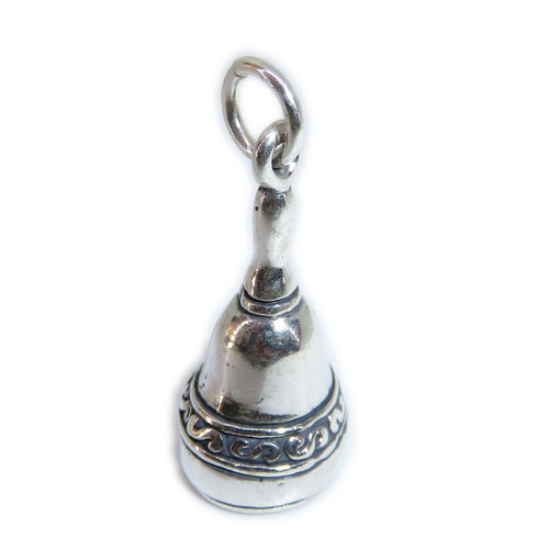 Old School Bell sterling silver charm - does NOT ring .925 x 1 Schools Bells