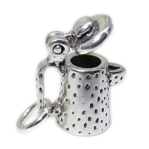 Coffee Pot with opening lid sterling silver charm .925 x 1 Drinks charms