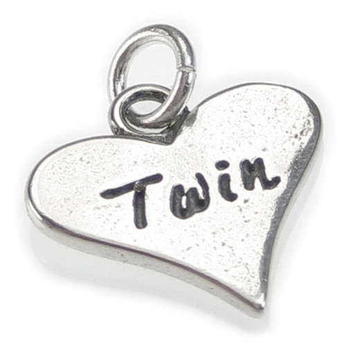 Twin Heart sterling silver charm .925 x 1 Hearts and Twins charms