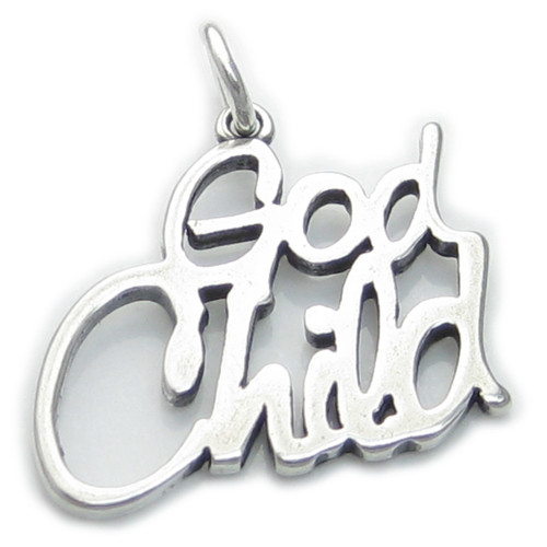 God Child sterling silver charm .925 x 1 Christening charms