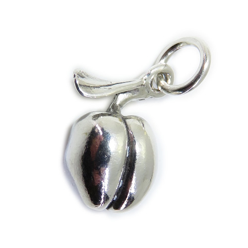 Peach sterling silver charm .925 Fruit and Peaches charms