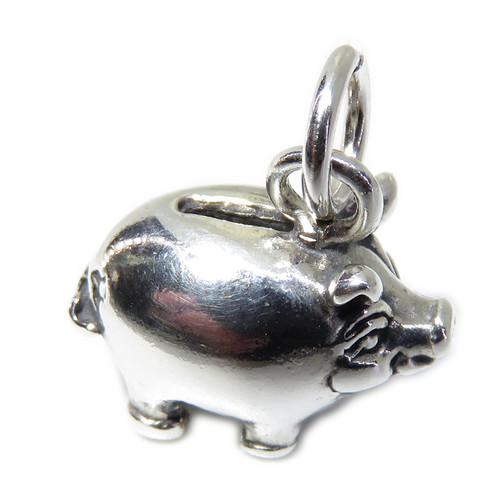 Piggy Bank sterling silver charm .925 x 1 Money Box & savings charms B1