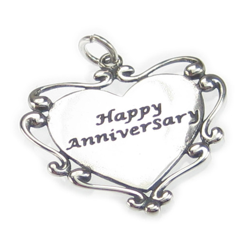 Happy Anniversary heart sterling silver charm .925 x 1 Love charms