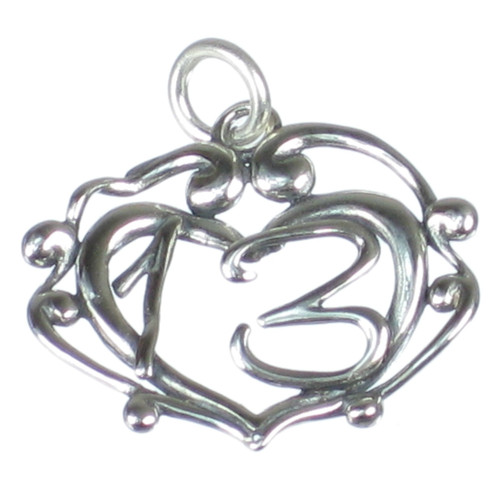 13 sterling silver charm .925 x 1 Age Birthday Number Thirteen charms