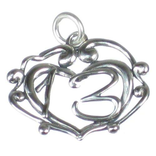 13 sterling silver charm .925 Age Birthday Number Thirteen charms