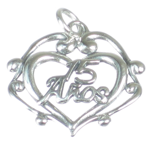 15 Anos sterling silver charm pendant .925 Birthday Fifteen Years