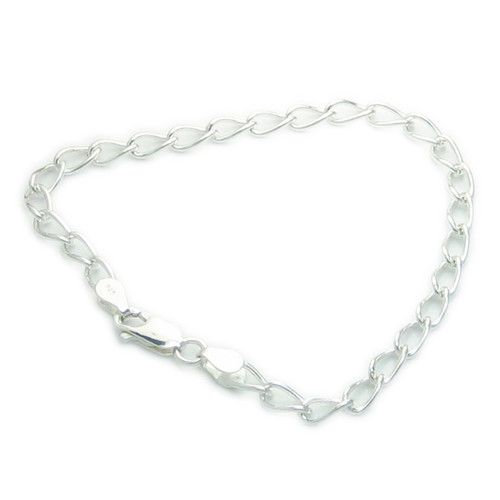 7.5 inch sterling silver charm bracelet .925 lady charms bracelets