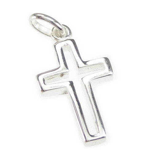 Cross cut out style sterling silver charm pendant .925 Crosses