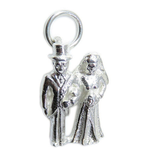 Wedding couple sterling silver charm .925 x1 Husband Wife Marriage charms