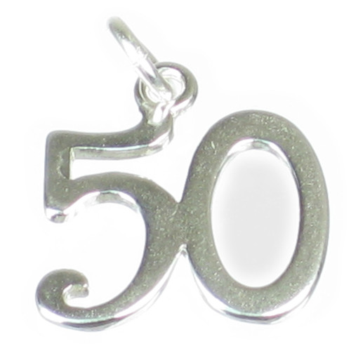 50 sterling silver charm .925 x 1 Birthday Age Number Fifty charms
