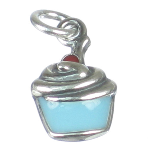 Cupcake muffin sterling silver 2D SMALL charm .925 x 1 cakes charms