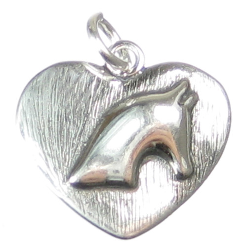 Horse sterling silver 2D heart pendant charm .925 Horses charms