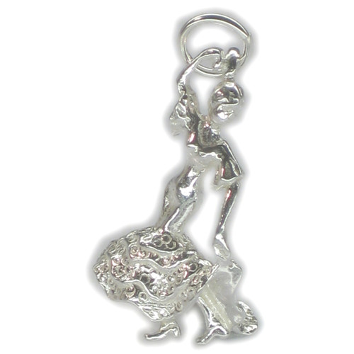 Spanish lady flamenco dancer sterling silver charm .925 x1 Dancing charms
