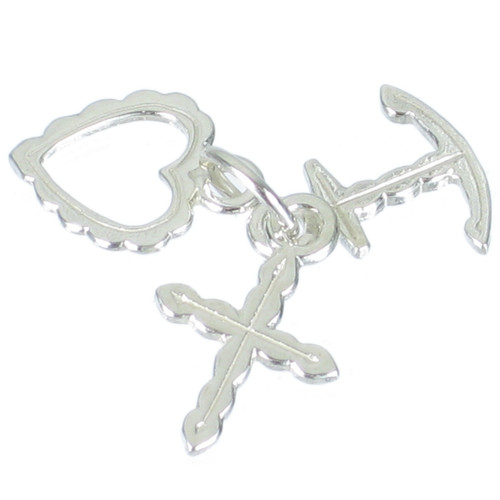 Faith Hope Charity sterling silver charm .925 charms Anchor Heart Cross