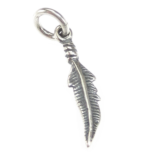 Feather TINY sterling silver charm .925 x 1 TINY Feathers charms