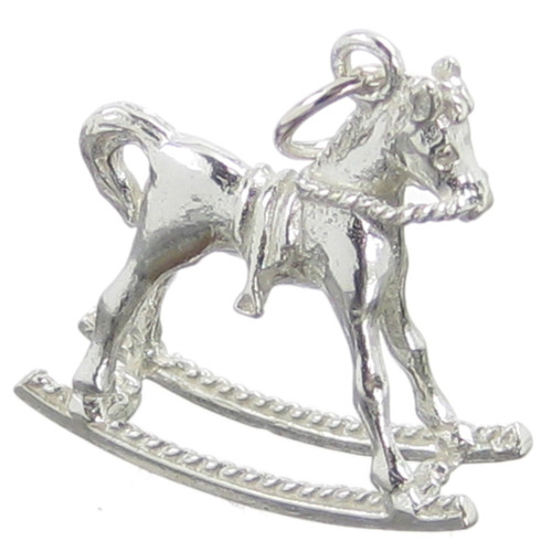 Rocking horse sterling silver charm .925 x 1 Toys Childs Nursery charms