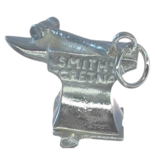 Anvil sterling silver charm with Smithy Gretna and Horseshoe .925 x 1
