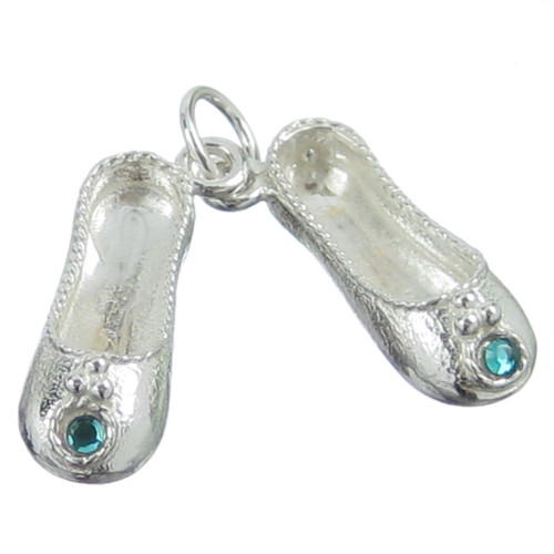 Ballet shoes sterling silver charm .925 x 1 Ballerina shoe Charms