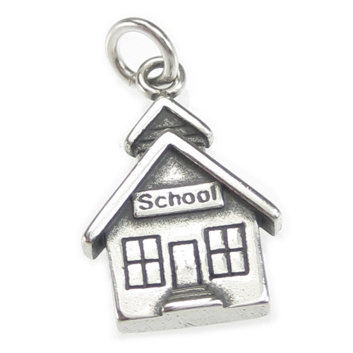 School House sterling silver charm .925 x 1 Education & Schools charms