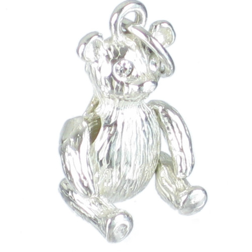 Teddy bear sterling silver charm with movable arms - legs .925 x 1 charms