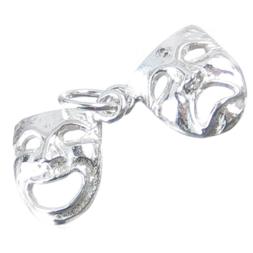 Drama Masks sterling silver charm .925 x 1 Comedy Tragedy mask charms