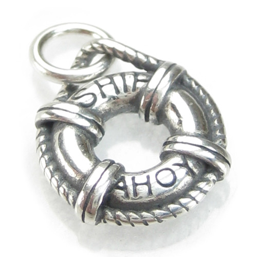 SMALL Life Buoy sterling silver charm .925 x 1 Preserver charms