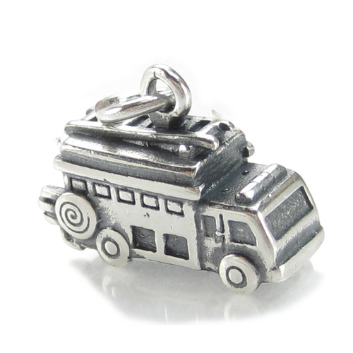 Fire Engine sterling silver charm .925 x 1 Firetruck Fighter charms