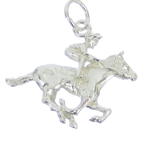 Horse and Jockey sterling silver charm .925 x 1 Horses Racing charms