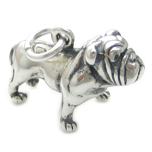 Bulldog sterling silver charm .925 x 1 Bull Dog Bulldogs charms