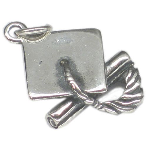 Mortarboard and Scroll sterling silver charm .925 x 1 Graduation charms A1