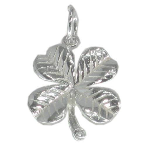 Lucky Four leaf clover sterling silver charm .925 x 1 Luck charms