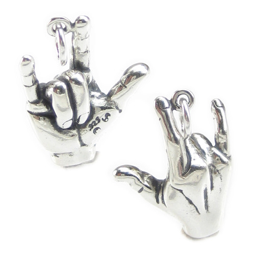 I Love You hand sign sterling silver charm .925 x 1 Signing charms