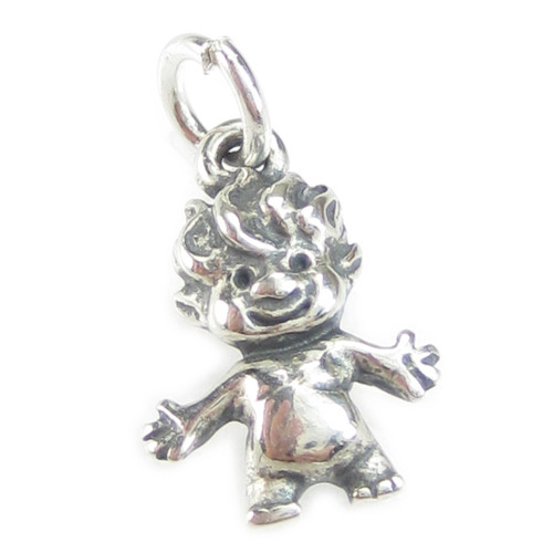Troll SMALL 2D sterling silver charm .925 x 1 Creature Trolls charms