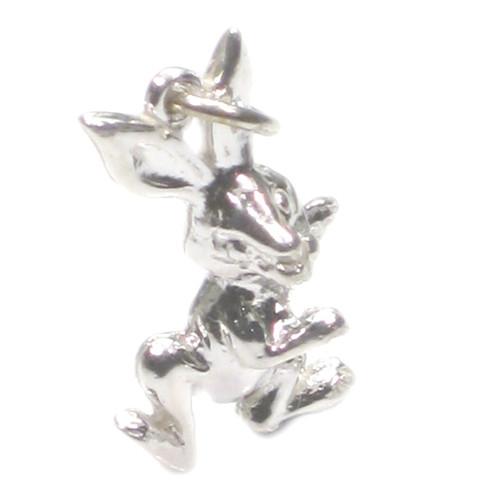 Rabbit sterling silver 2D charm .925 x 1 bunny rabbits charms