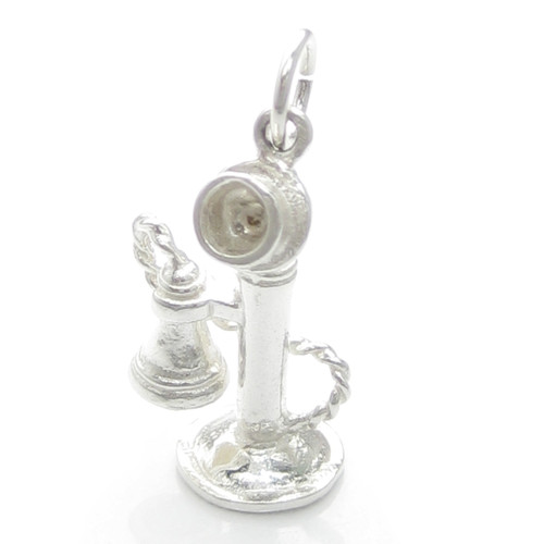 Old Style Stick Telephone Sterling Silver Charm .925 phone charms