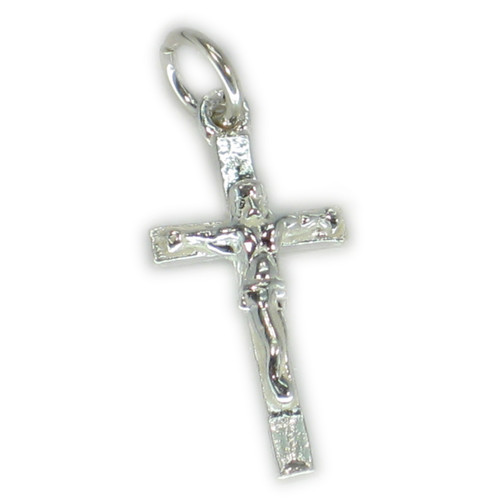 Crucifix small sterling silver charm - pendant .925 Jesus Crosses Holy