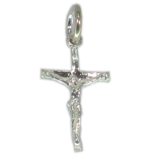Crucifix TINY sterling silver charm pendant .925 Jesus Crosses Holy