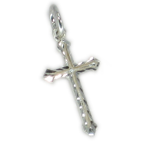 Cross sterling silver pendant - charm diamond cut .925 x 1 Christ Crosses