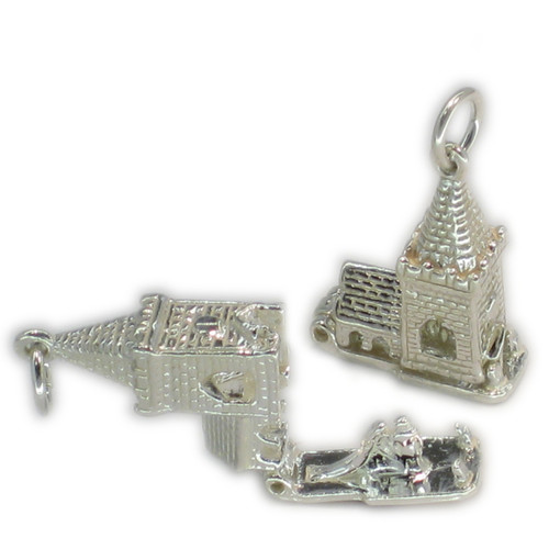 Church sterling silver opening charm with Bride and Groom inside .925