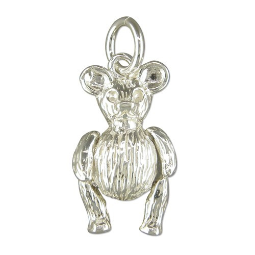 Teddy Bear - movable arms and legs sterling silver charm .925 x 1 charms