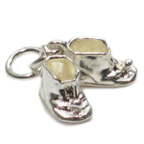 Baby Boots Booties sterling silver charm .925 x 1 pair babies charms