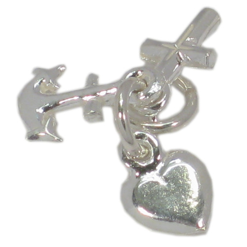 Faith Hope Charity sterlng silver charm .925 Heart Cross Anchor charms A1
