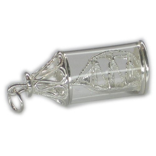 Ship in a bottle sterling silver charm .925 x 1 Ships in Bottles charms