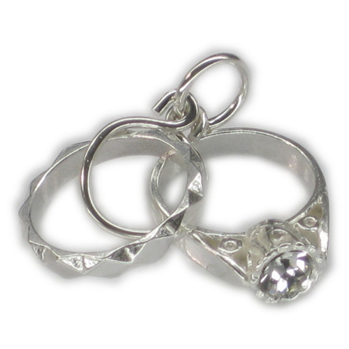 Wedding - Engagement rings sterling silver charm .925 x 1 Love charms