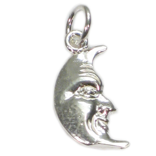 Moon with a face sterling silver charm .925 x 1 celestial charms
